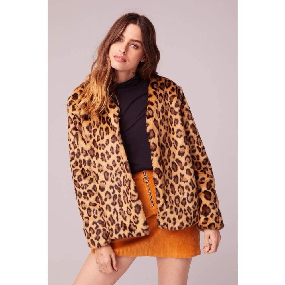 Band of Gypsies Walk on the Wild Side Faux Fur Leopard Print Jacket